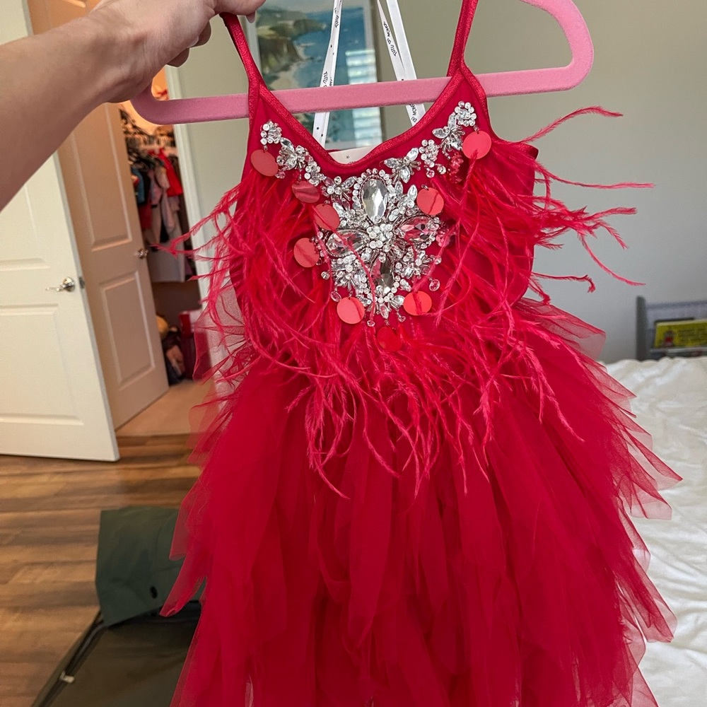 Tutu Du Monde Red Feathered Kids Costume Dress